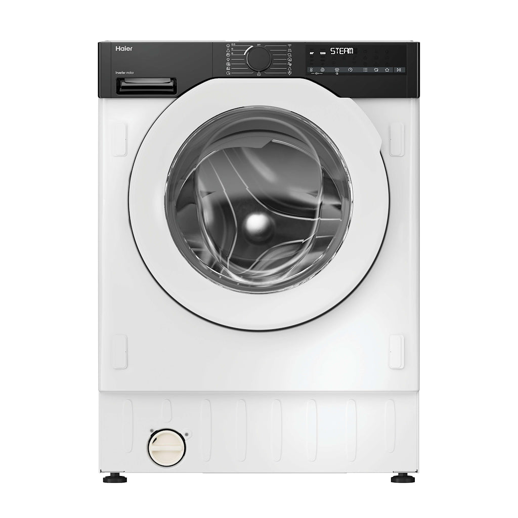 Haier BHA6S696M6D9-80 9/6kg Integrated Washer Dryer with A-30%/D Energy Rating - White with Black Bezel