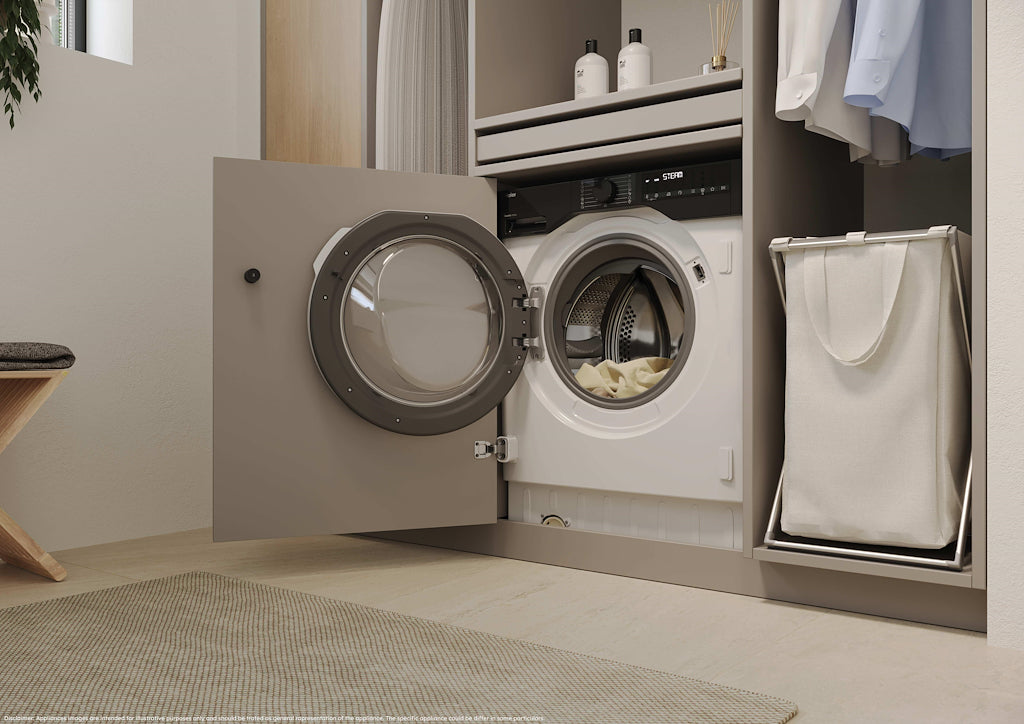 Haier BHA6S696M6D9-80 9/6kg Integrated Washer Dryer with A-30%/D Energy Rating - White with Black Bezel