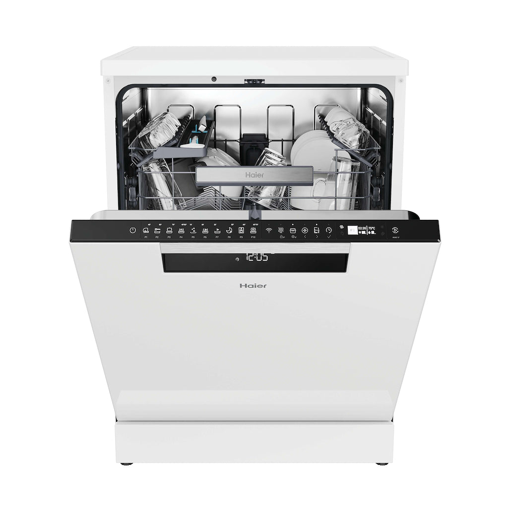 Haier XF 5C7M0W-80 Freestanding 60cm 15 Place Dishwasher with C Energy Rating - White