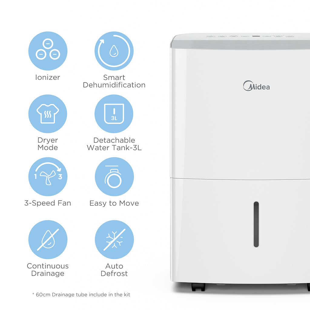 Midea MDDQ-10DEN7-QA3 10L Dehumidifier - White