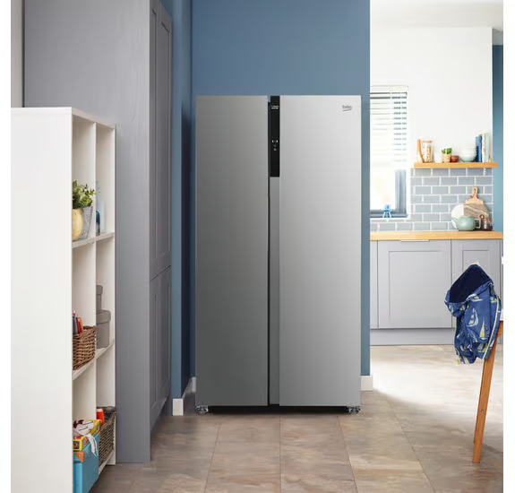 Beko ASL1532PX Freestanding Frost Free American Style Fridge Freezer with Fast Freeze - Brushed Steel