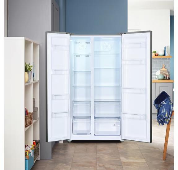 Beko ASL1532PX Freestanding Frost Free American Style Fridge Freezer with Fast Freeze - Brushed Steel