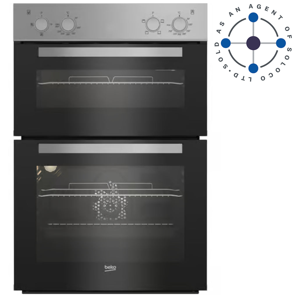 Beko BBXDF21000S 90cm Built-In Double Fan Oven with Easy Grip Knobs - Silver