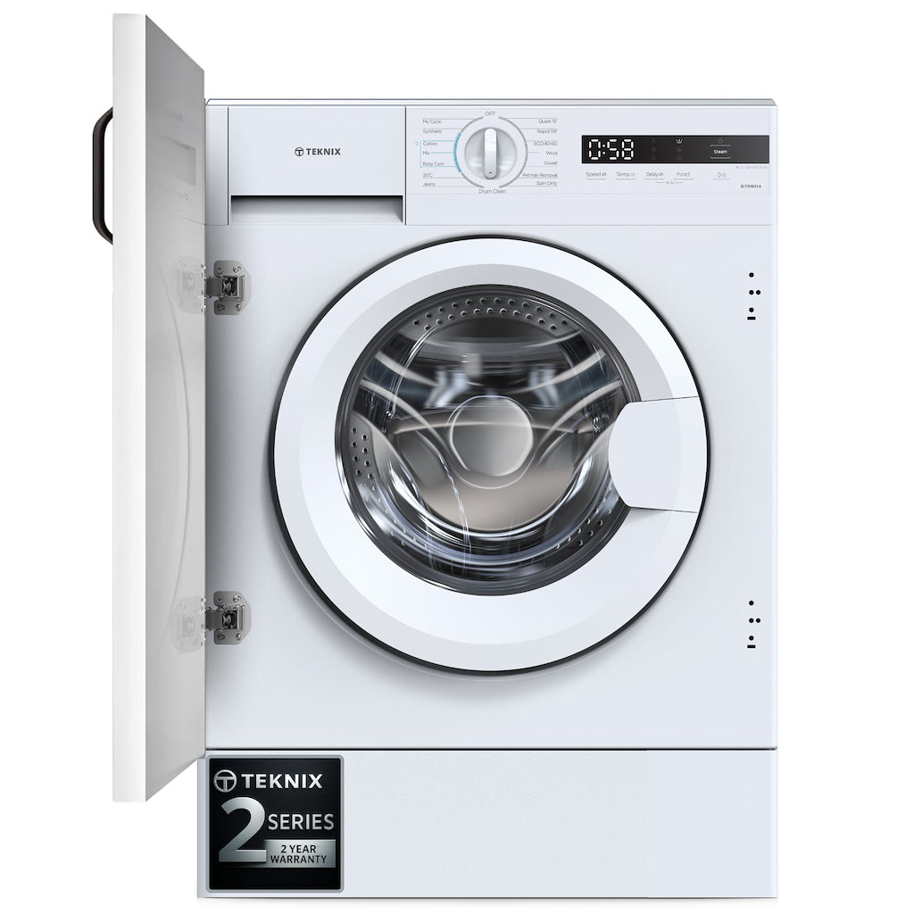 Teknix BITKW814 Integrated 8kg Washing Machine with 1400rpm Spin - White