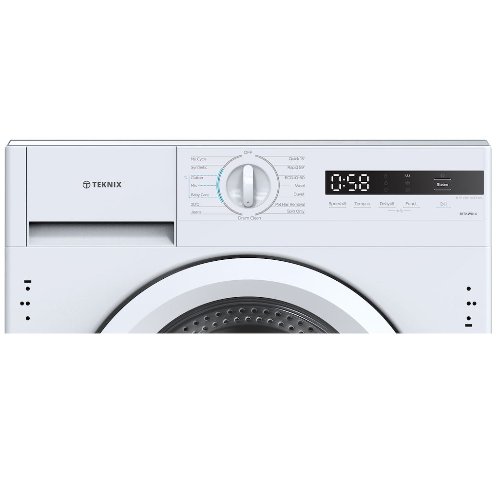 Teknix BITKW814 Integrated 8kg Washing Machine with 1400rpm Spin - White