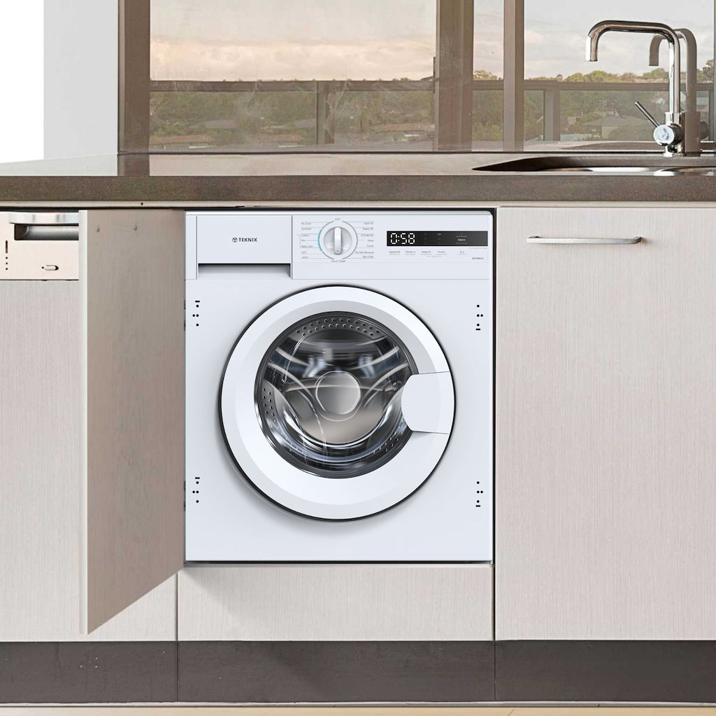 Teknix BITKW814 Integrated 8kg Washing Machine with 1400rpm Spin - White