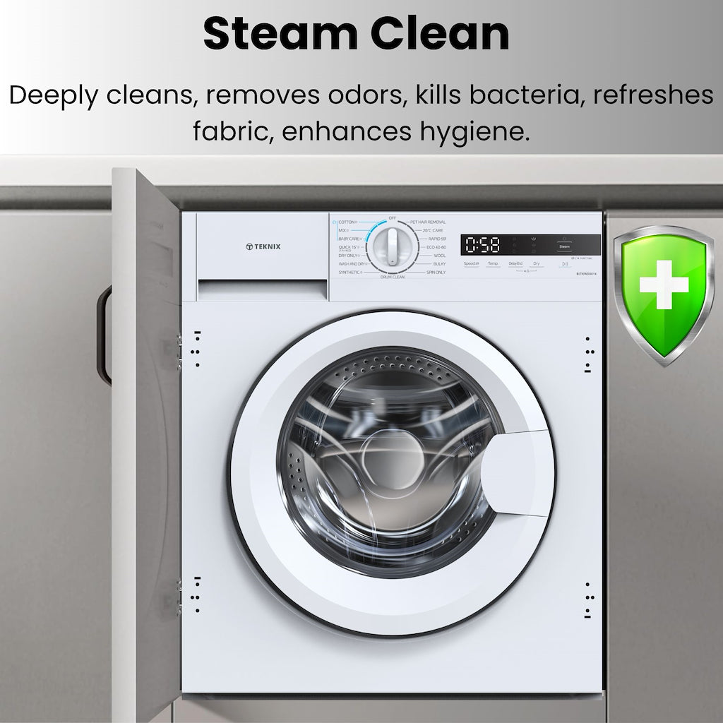 Teknix BITKW814 Integrated 8kg Washing Machine with 1400rpm Spin - White