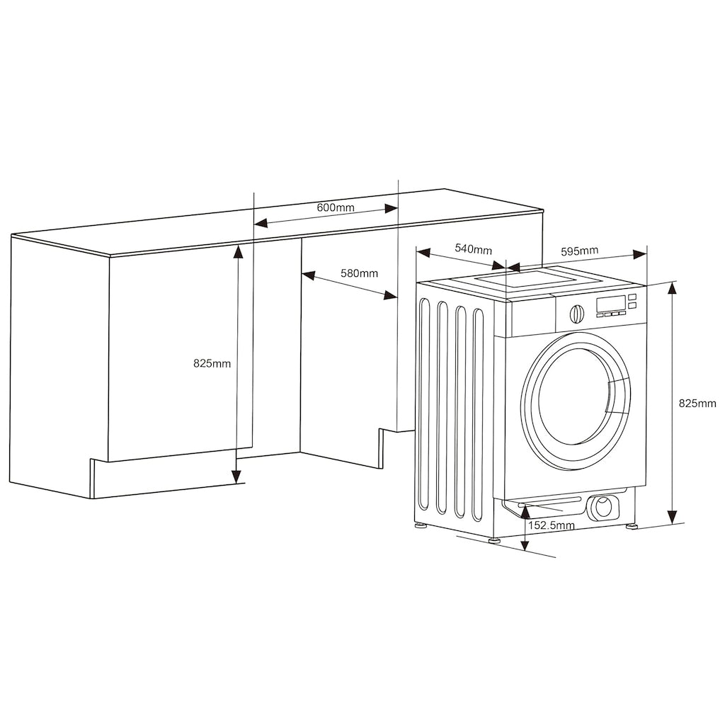 Teknix BITKWD8614 Integrated 8/6kg Washer Dryer with 1400rpm Spin - White