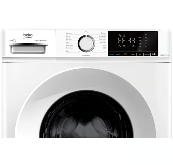 Beko BW1O3821W Freestanding 8kg 1200rpm Washing Machine with ProSmart™ Inverter Motor - White