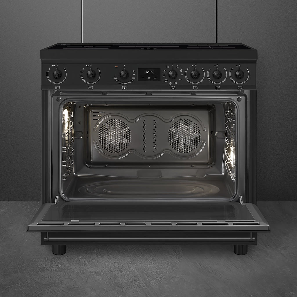 Smeg C9IMN2 90cm Single Cavity Range Cooker with Induction Hob, Black