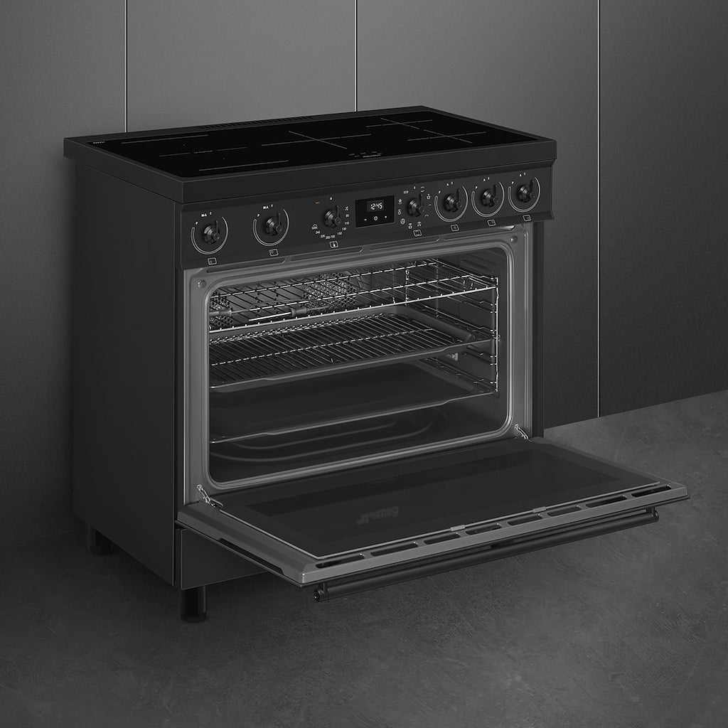 Smeg C9IMN2 90cm Single Cavity Range Cooker with Induction Hob, Black