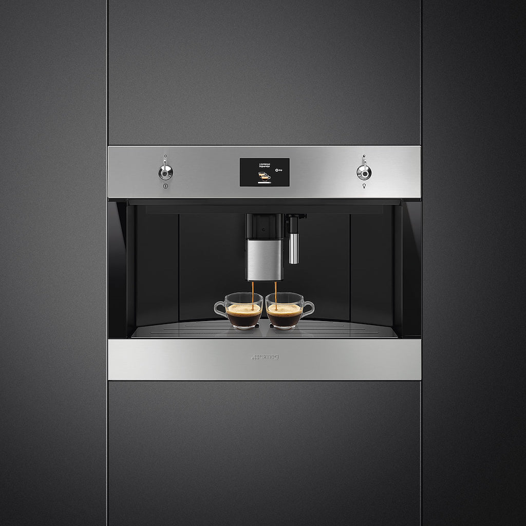 Smeg CMS4303X 45cm Integrated Coffee Machine, Stainless Steel