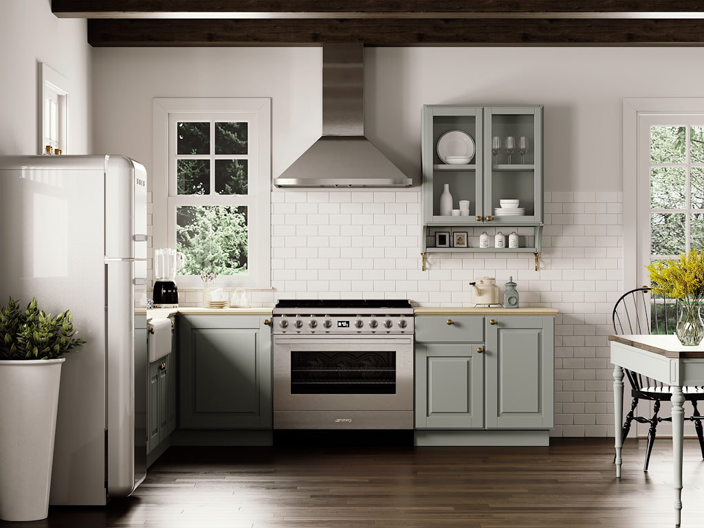 Smeg CPF9GPX 90cm Portofino Dual Fuel Range Cooker, Stainless Steel