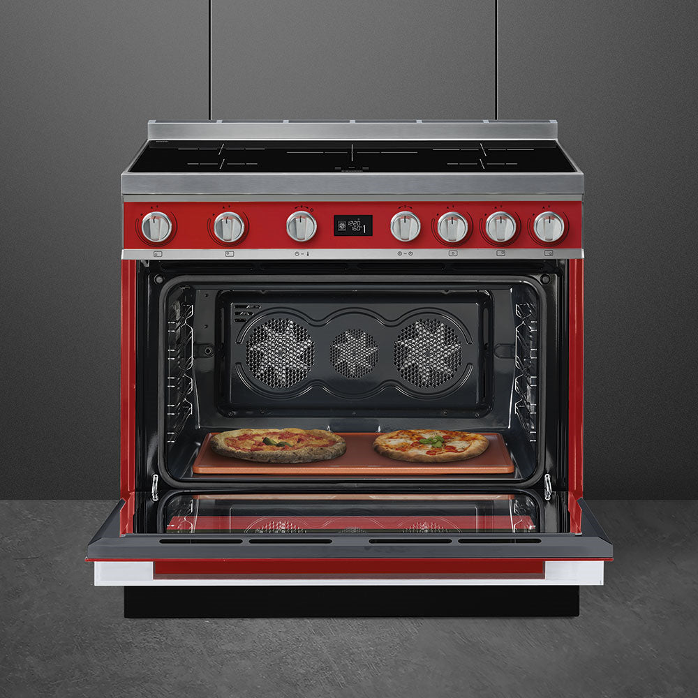 Smeg CPF9IPR 90cm Portofino Electric Range Cooker, Red