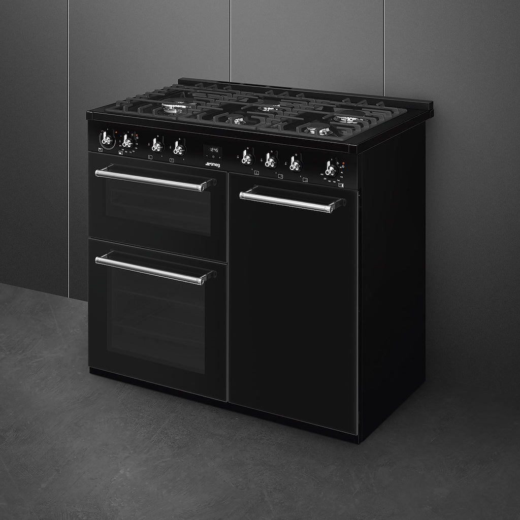 Smeg CX103GMBL Concert 100cm Dual Fuel Range Cooker - Black