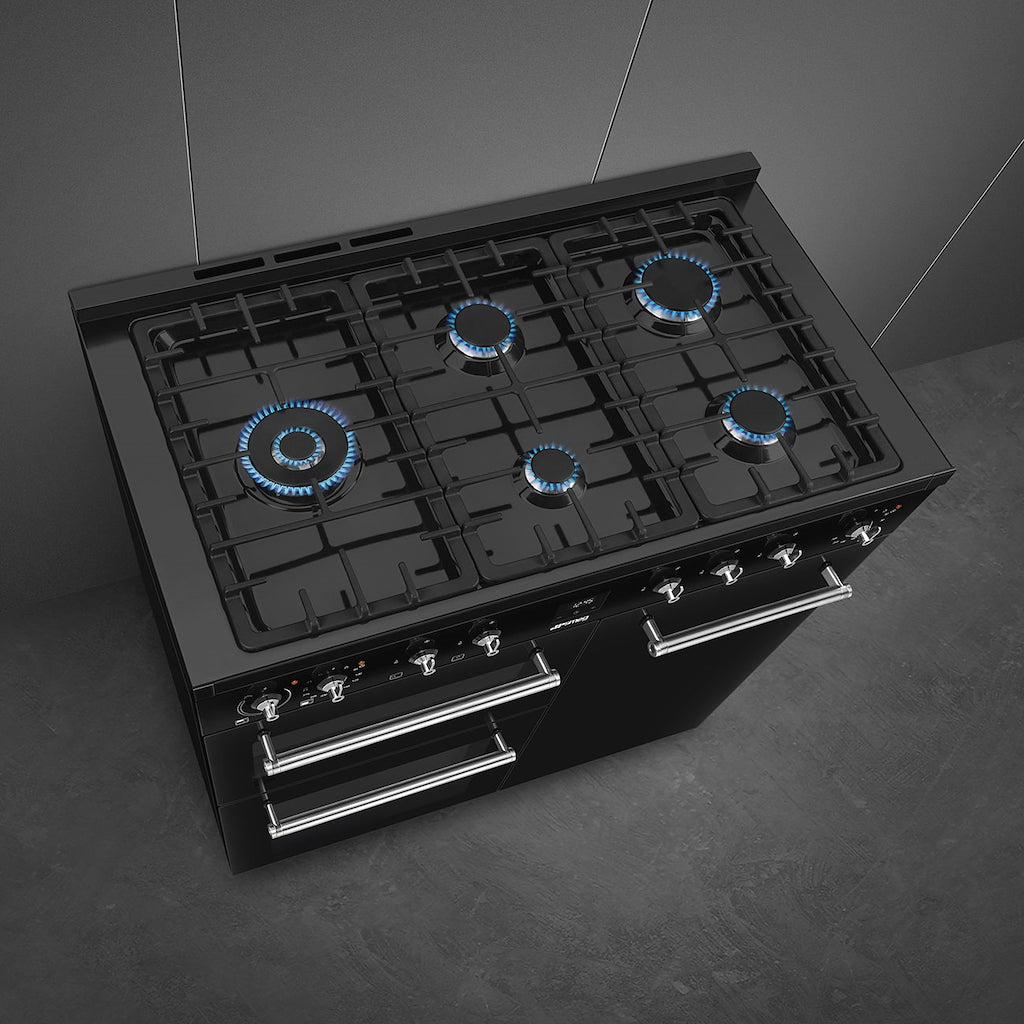Smeg CX103GMBL Concert 100cm Dual Fuel Range Cooker - Black