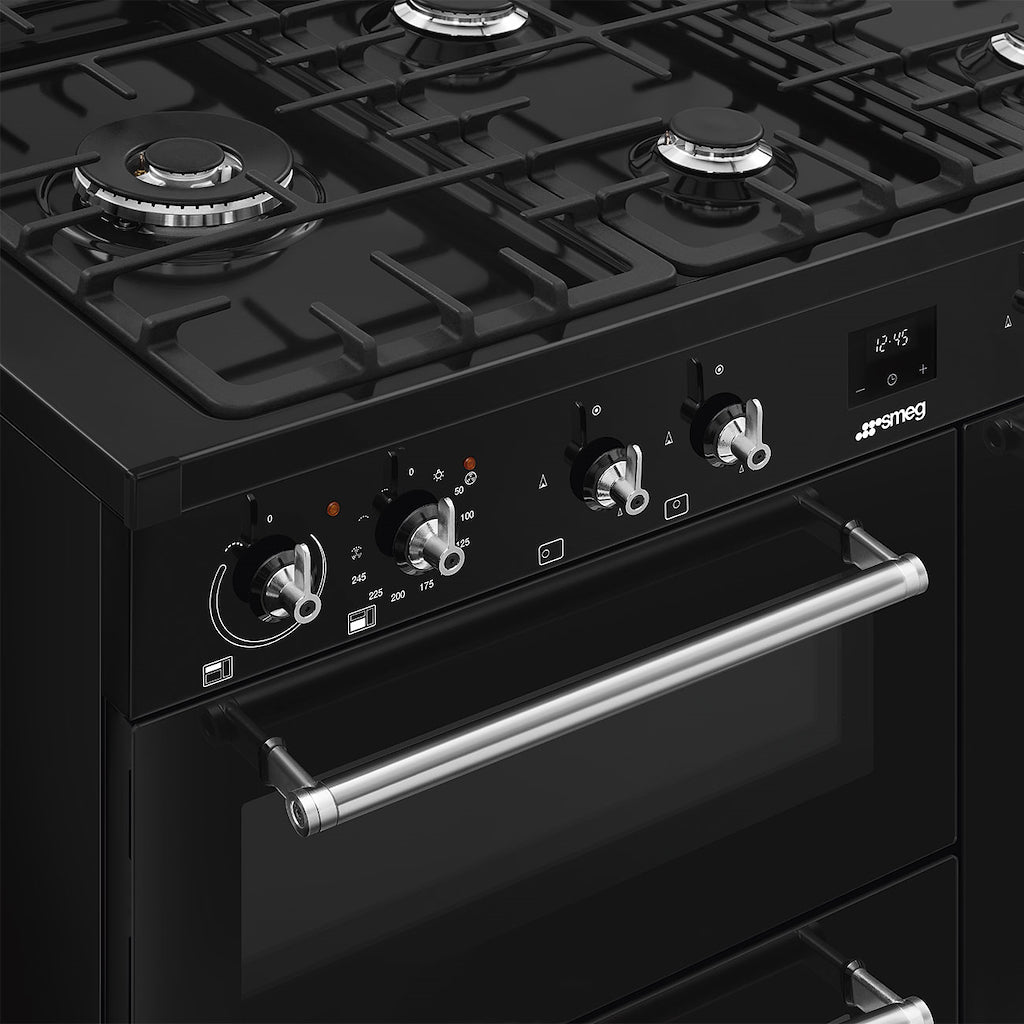 Smeg CX103GMBL Concert 100cm Dual Fuel Range Cooker - Black