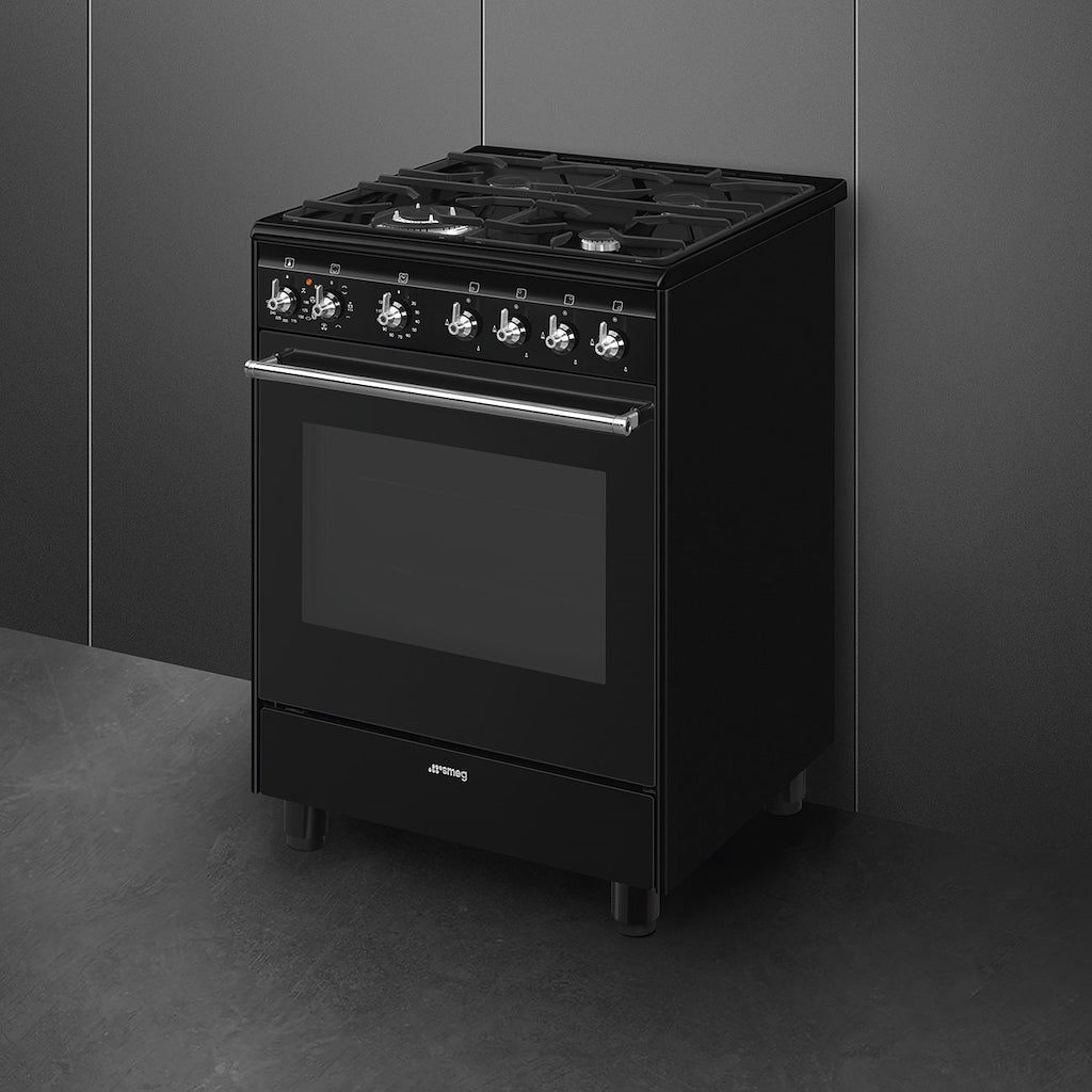 Smeg CX61GMBL Concert Dual Fuel Cooker with Single Oven - Black