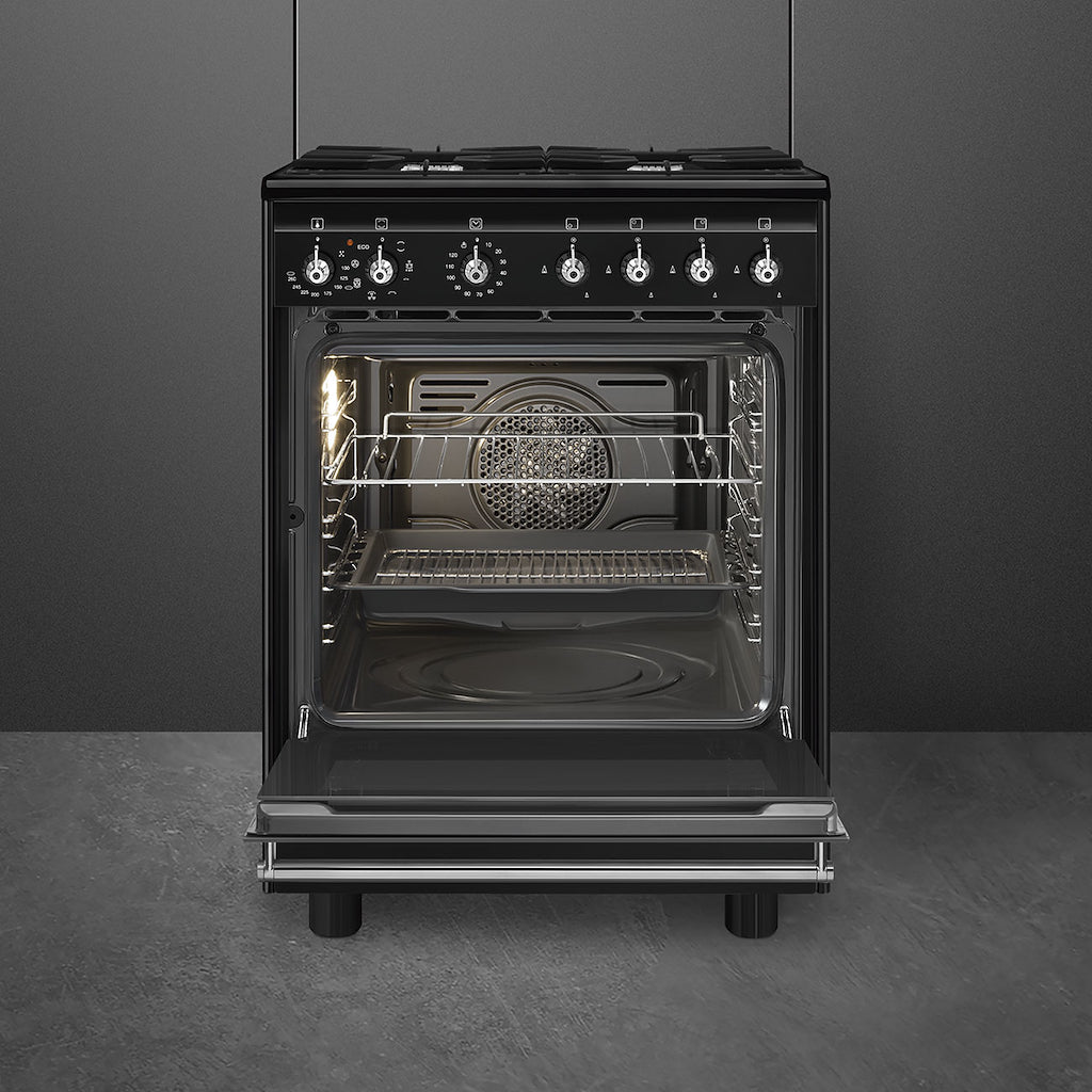 Smeg CX61GMBL Concert Dual Fuel Cooker with Single Oven - Black