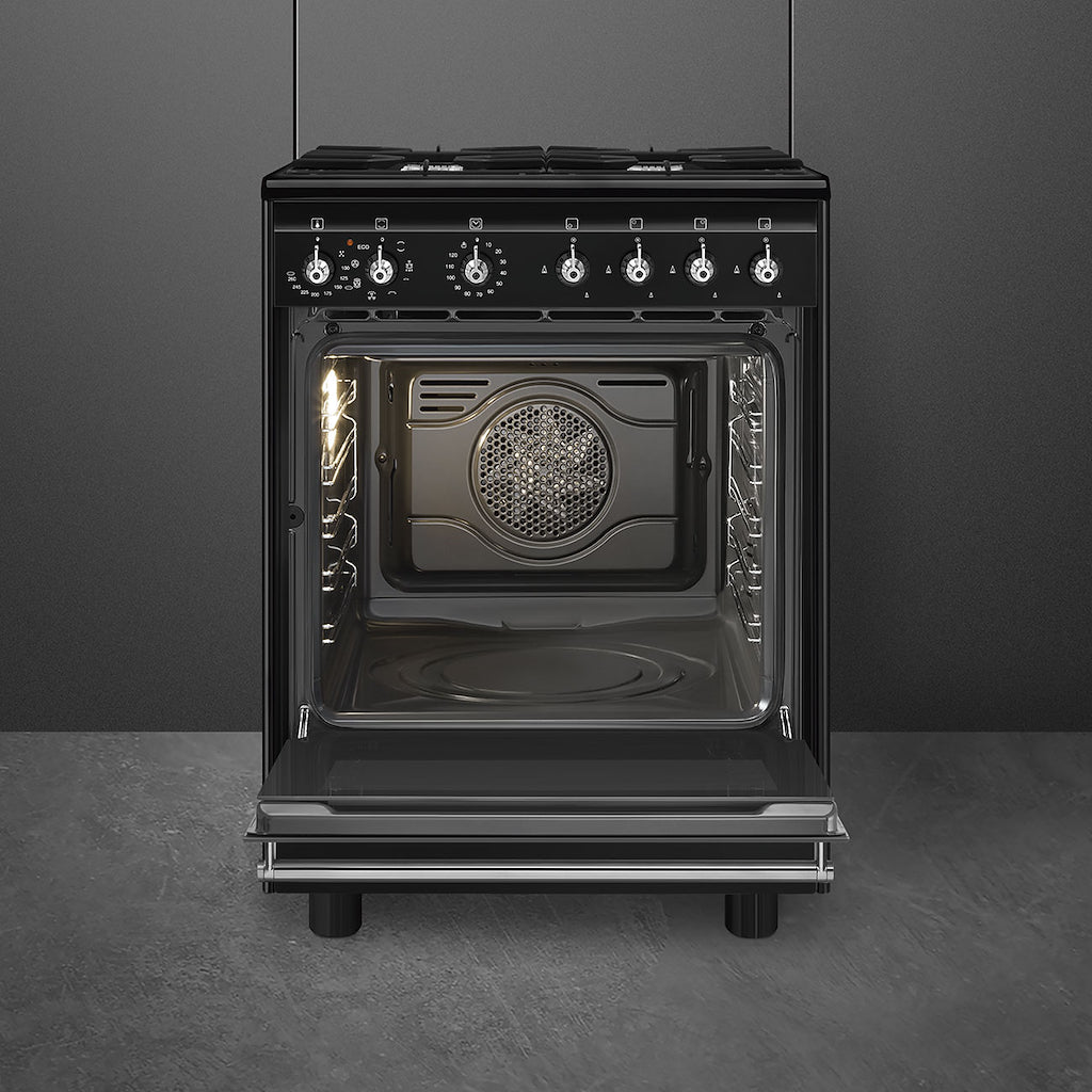 Smeg CX61GMBL Concert Dual Fuel Cooker with Single Oven - Black
