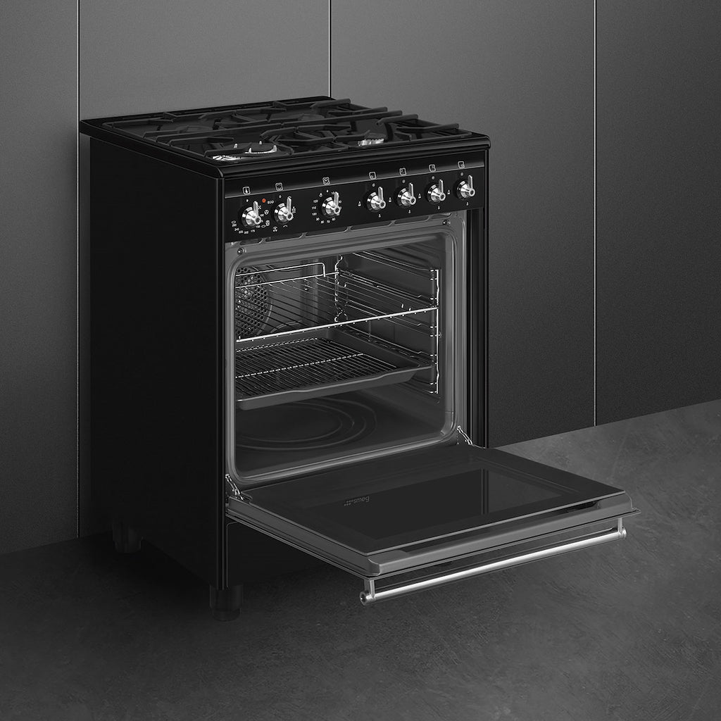 Smeg CX61GMBL Concert Dual Fuel Cooker with Single Oven - Black