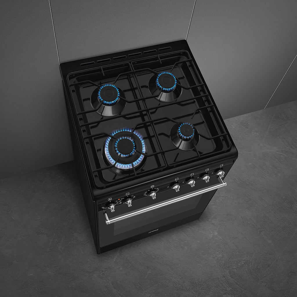 Smeg CX61GMBL Concert Dual Fuel Cooker with Single Oven - Black