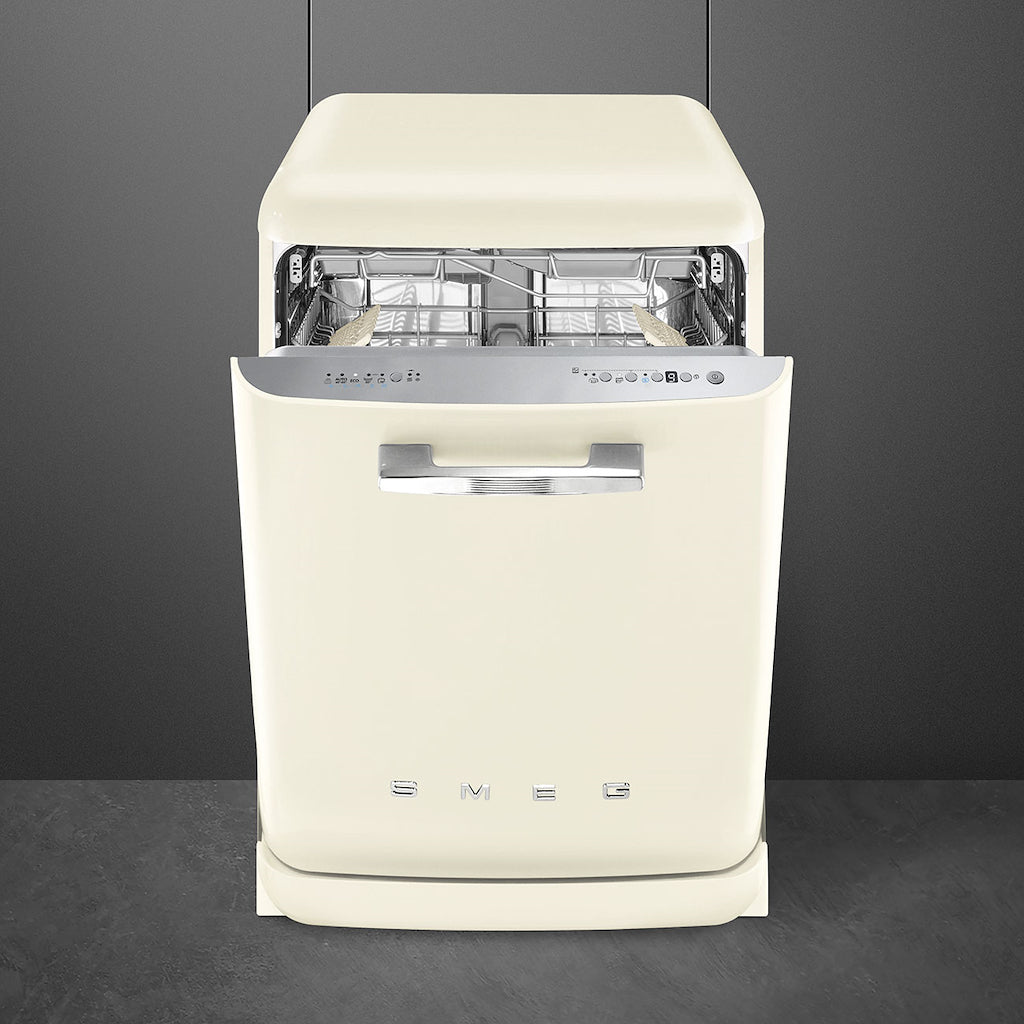 Smeg DFFABCR 60cm 50s Style Freestanding Dishwasher, Cream