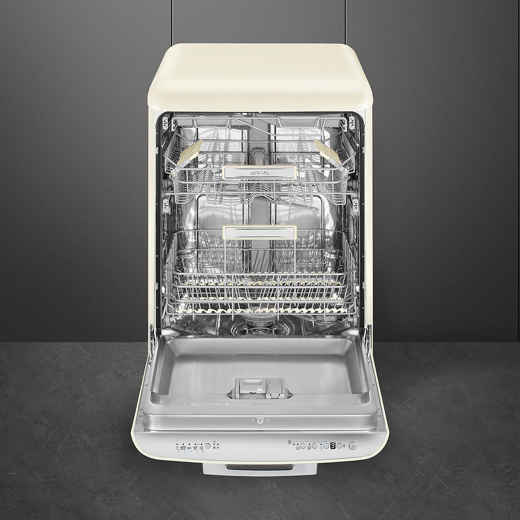 Smeg DFFABCR 60cm 50s Style Freestanding Dishwasher, Cream