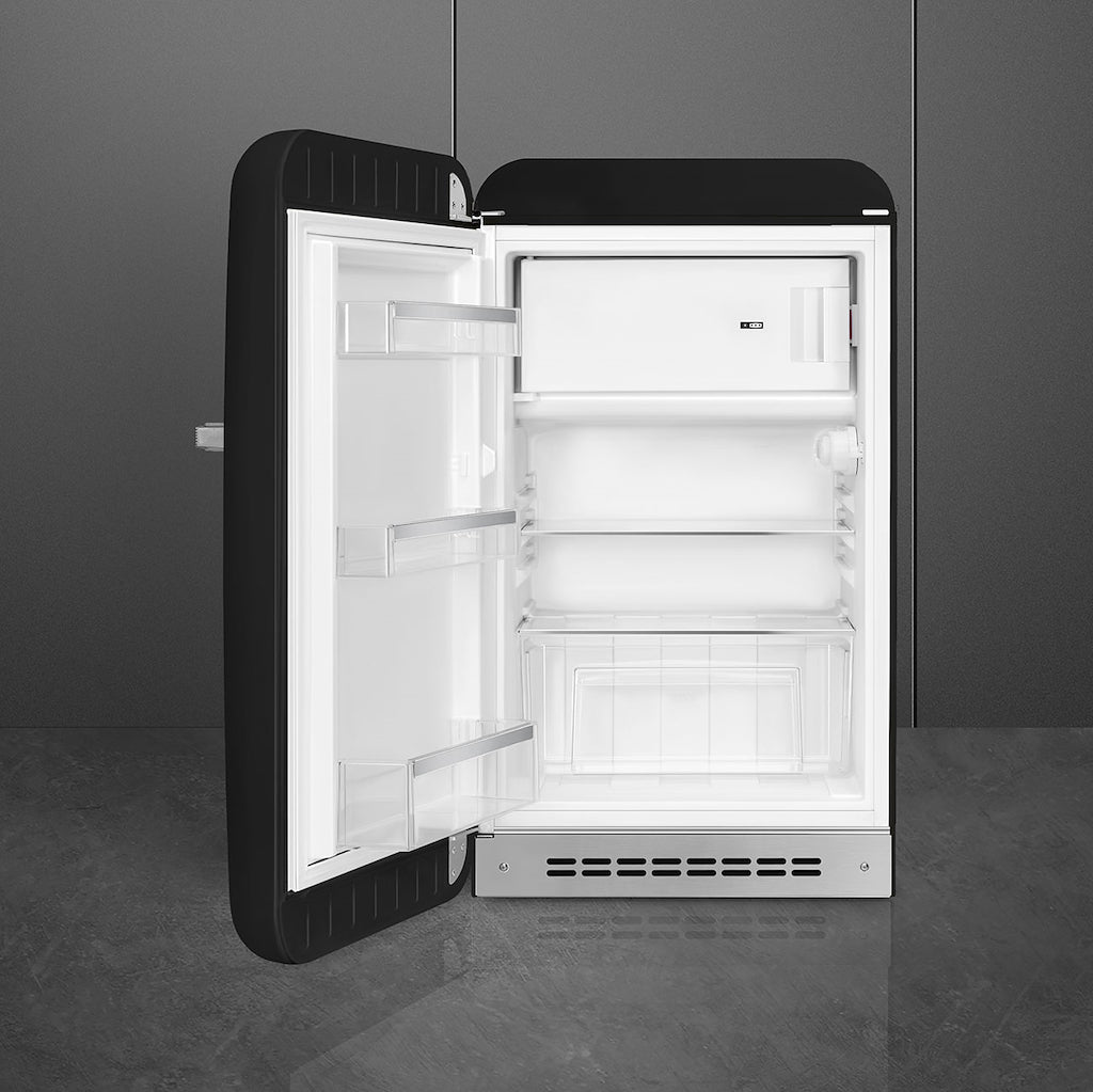 Smeg FAB10LBL6 Retro Mini Fridge Left Hand Hinge - Black