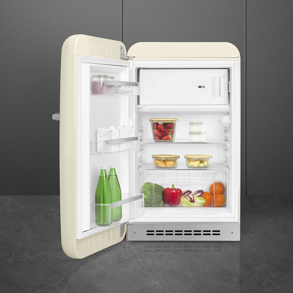 Smeg FAB10LCR6 Retro Mini Fridge Left Hand Hinge - Cream