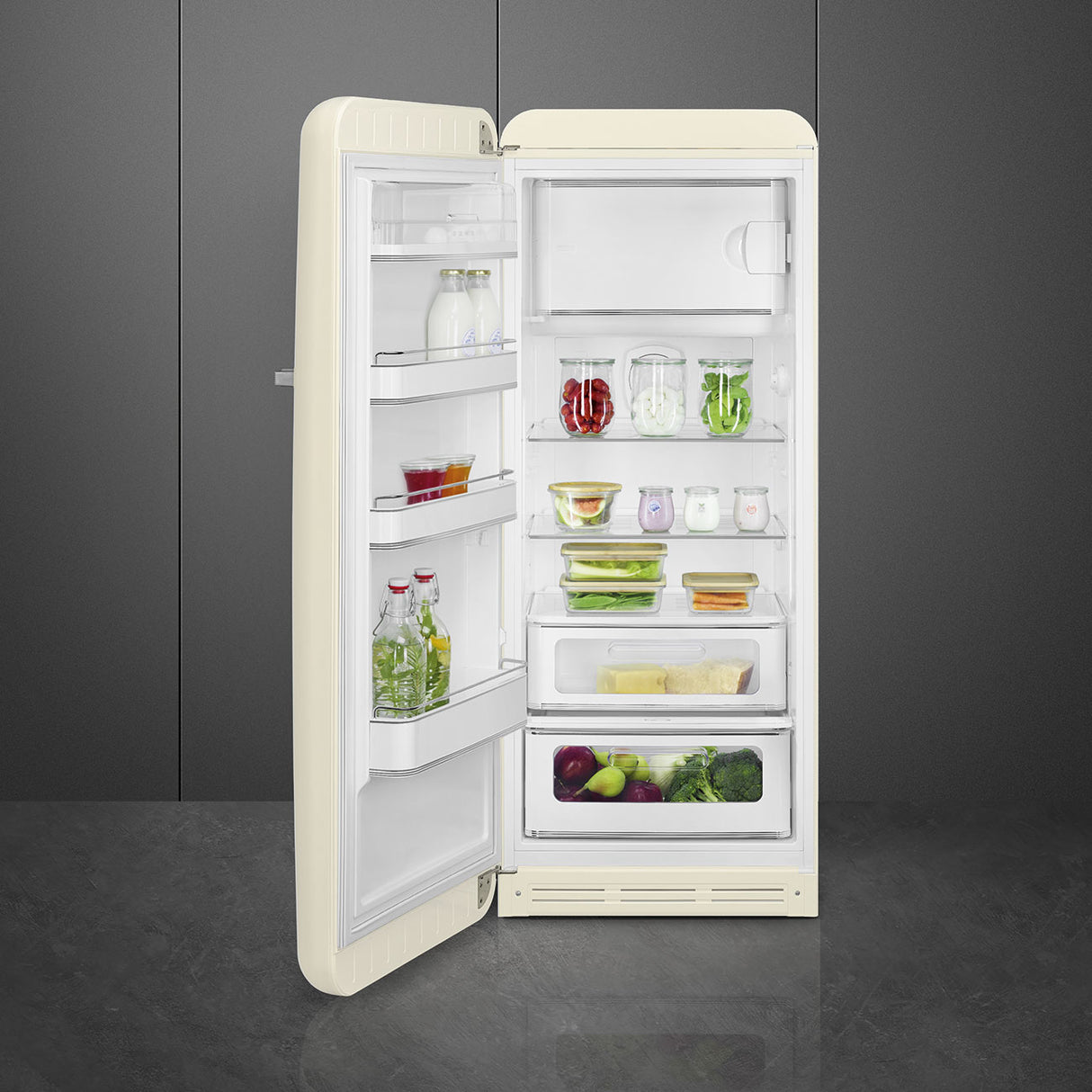 Smeg FAB28LCR6UK Retro Fridge Freezer Left Hand Hinge - Cream