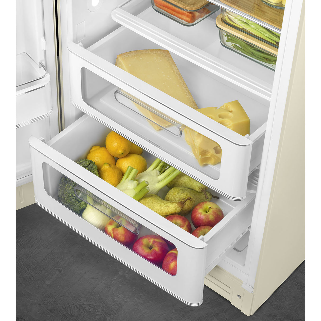 Smeg FAB28LCR6UK Retro Fridge Freezer Left Hand Hinge - Cream