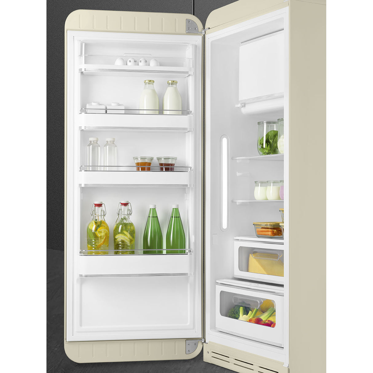 Smeg FAB28LCR6UK Retro Fridge Freezer Left Hand Hinge - Cream