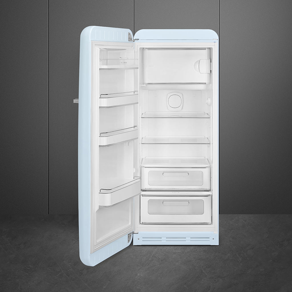 Smeg FAB28LPB6UK Retro Fridge with Icebox Left Hand Hinge - Pastel Blue