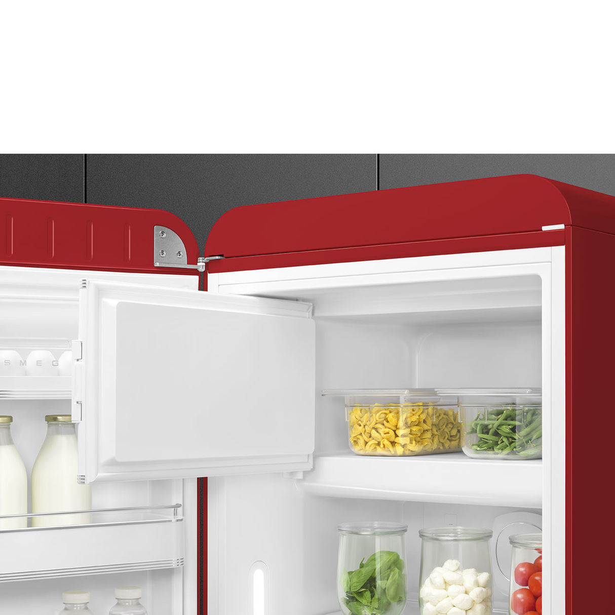 Smeg FAB28LRD6UK Retro Fridge with Icebox Left Hand Hinge - Red