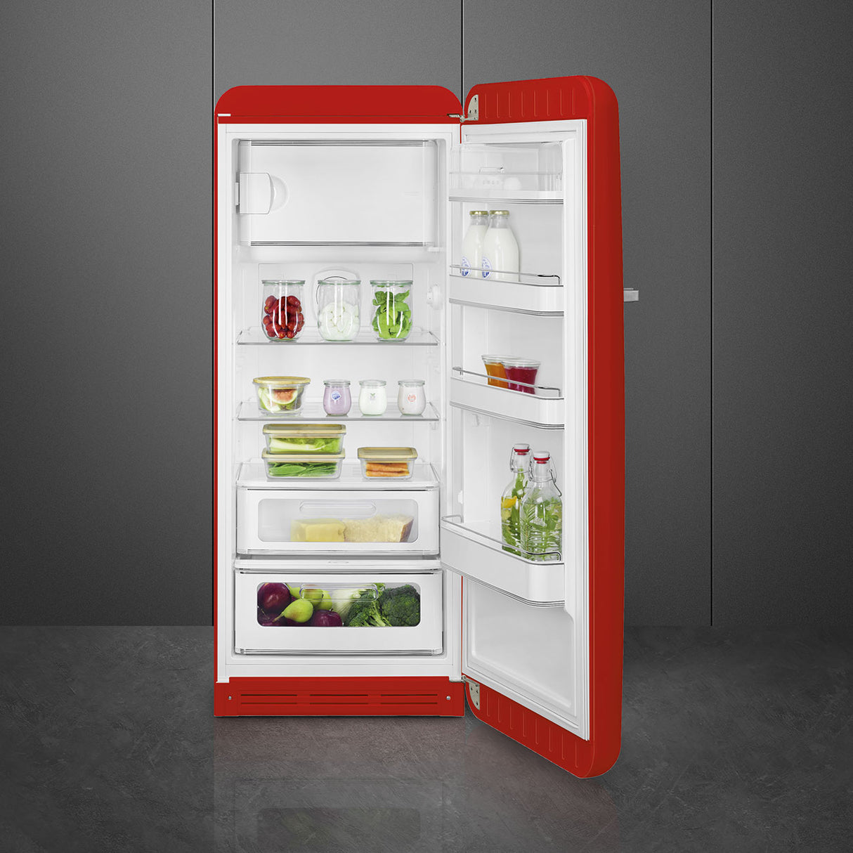 Smeg FAB28RRD6UK Retro Fridge Freezer Right Hand Hinge - Red