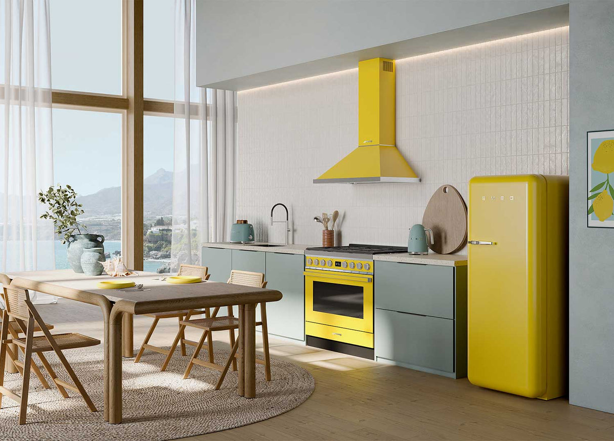 Smeg FAB28RYW6 Retro Fridge with Icebox Right Hand Hinge - Yellow