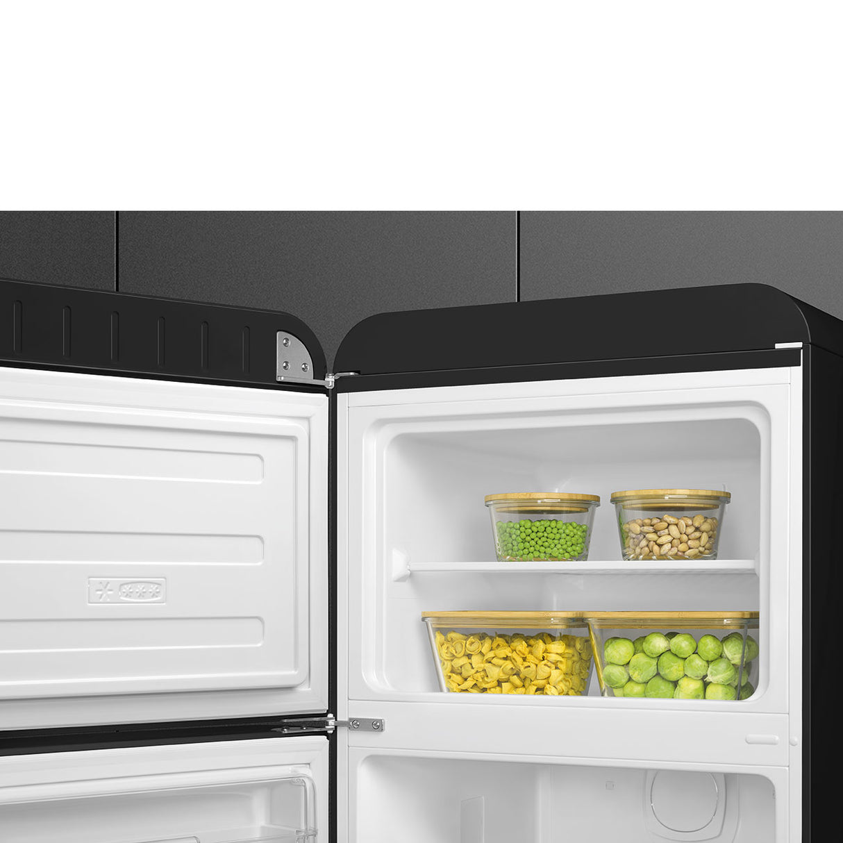 Smeg FAB30LBL6UK Retro Fridge Freezer Left Hand Hinge - Black