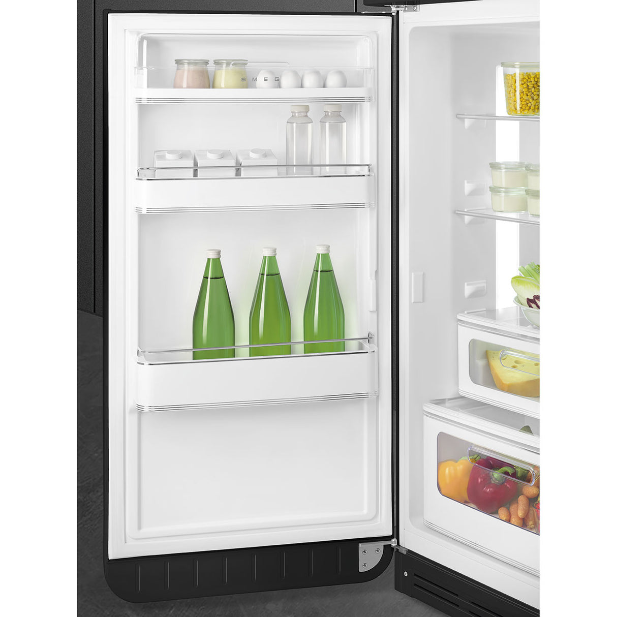 Smeg FAB30LBL6UK Retro Fridge Freezer Left Hand Hinge - Black
