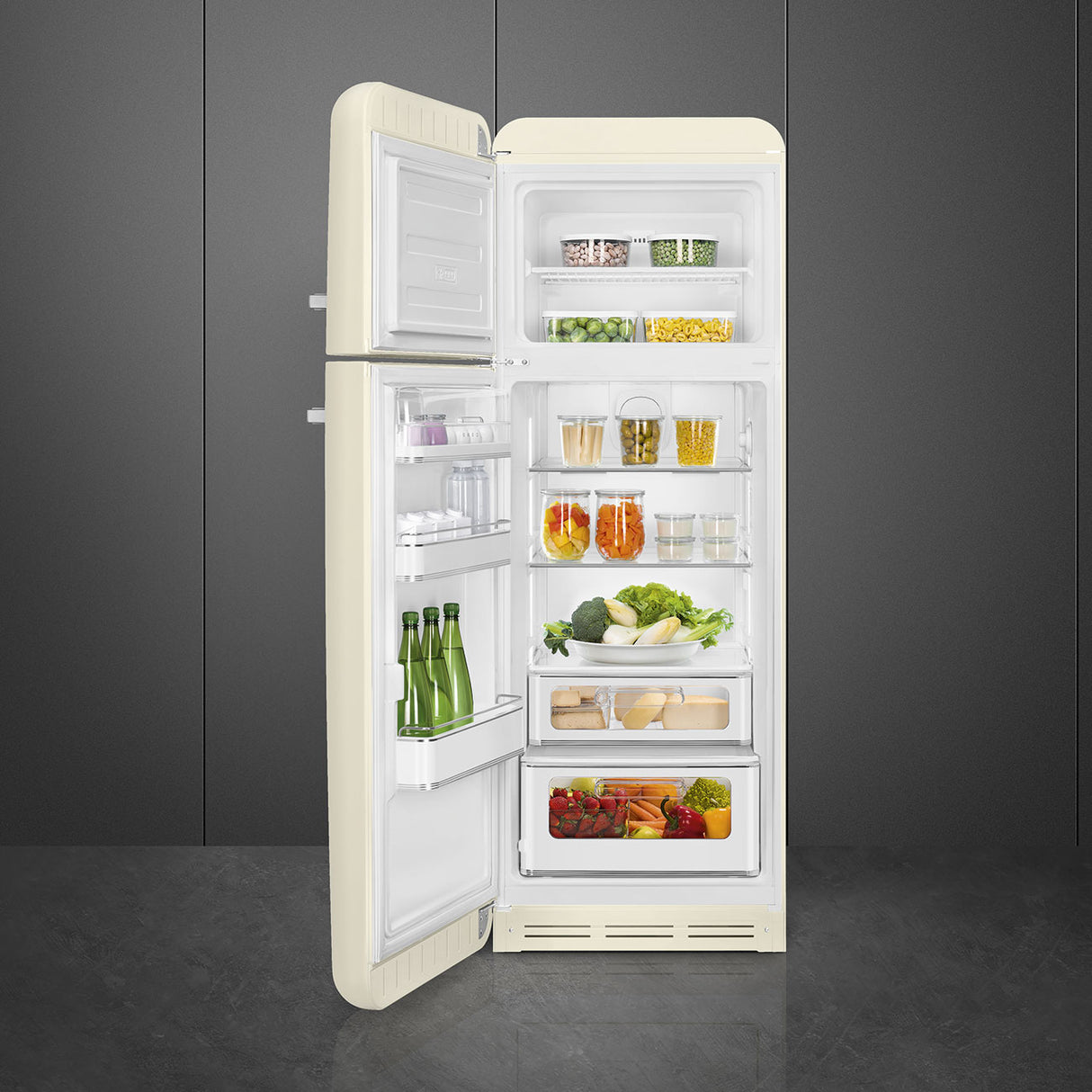 Smeg FAB30LCR6UK Retro Fridge Freezer Left Hand Hinge - Cream