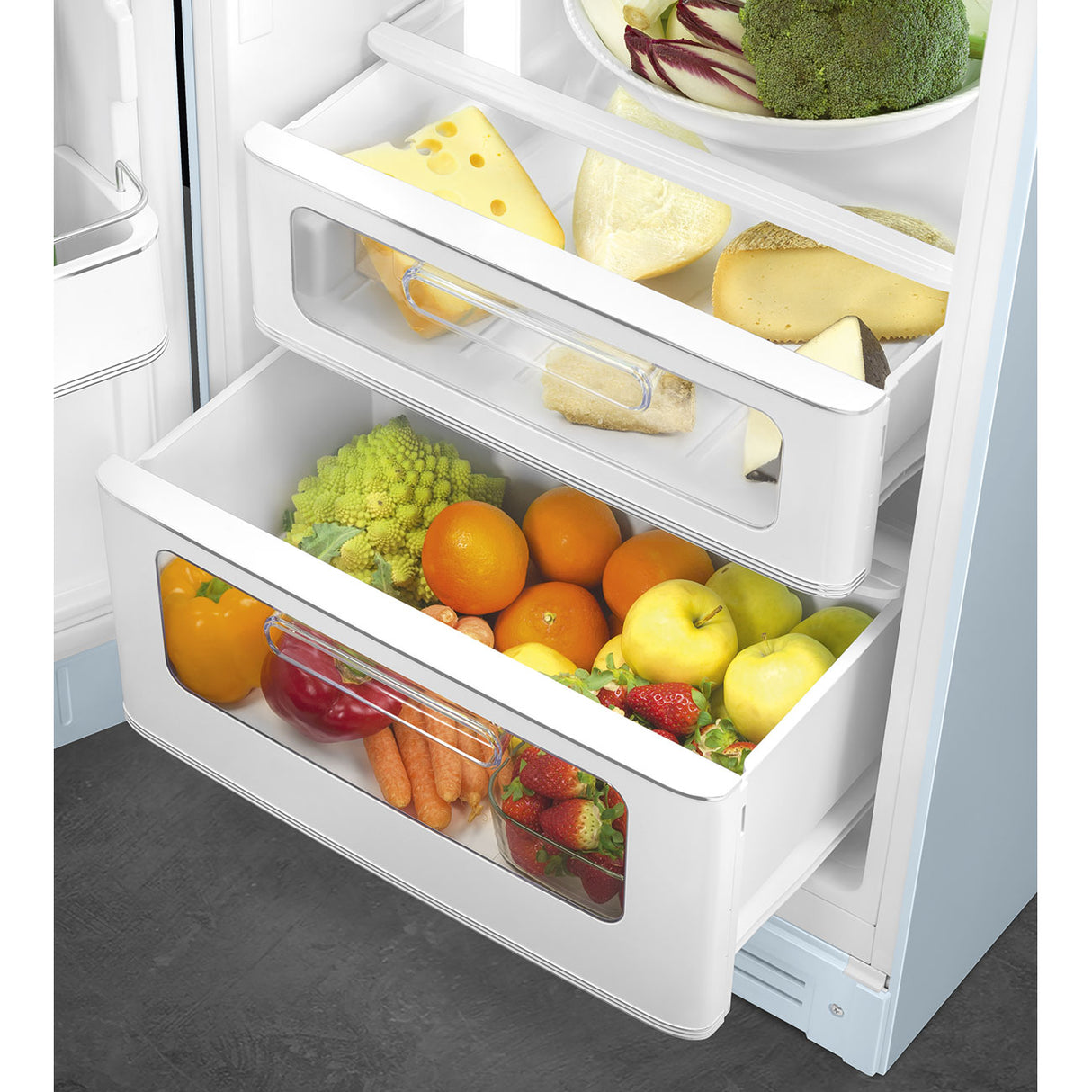 Smeg FAB30LPB6UK Retro Fridge Freezer Left Hand Hinge - Pastel Blue