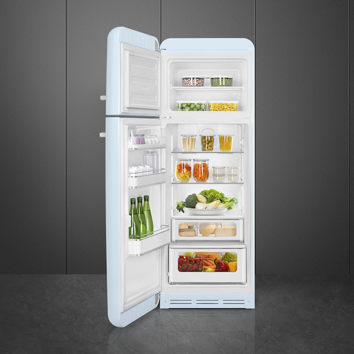 Smeg FAB30LPB6UK Retro Fridge Freezer Left Hand Hinge - Pastel Blue