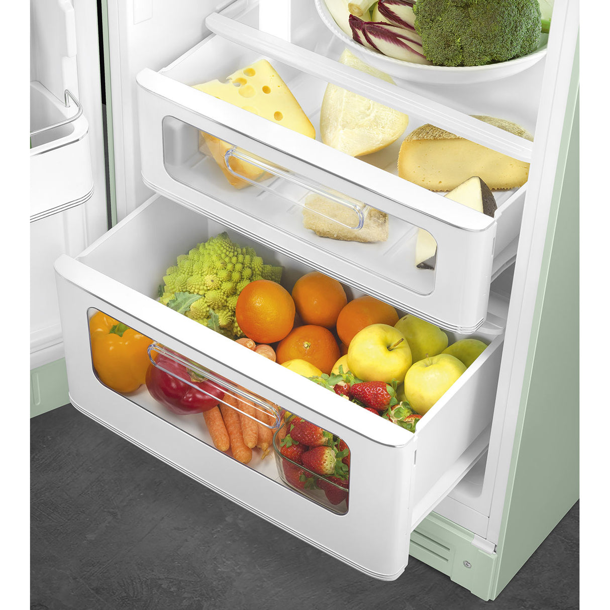Smeg FAB30LPG6UK Retro Fridge Freezer Left Hand Hinge - Pastel Green
