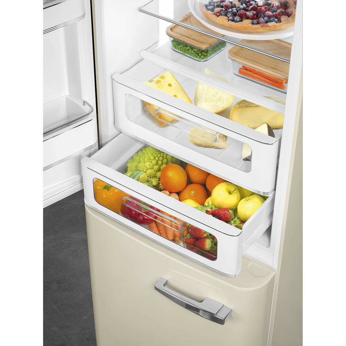 Smeg FAB32LCR6UK Retro Fridge Freezer Left Hand Hinge - Cream