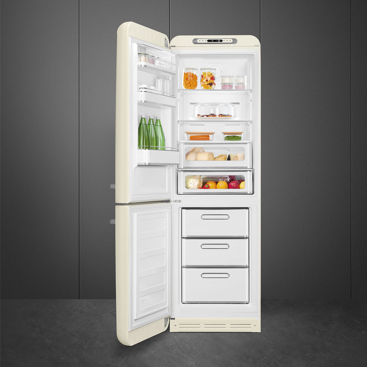 Smeg FAB32LCR6UK Retro Fridge Freezer Left Hand Hinge - Cream