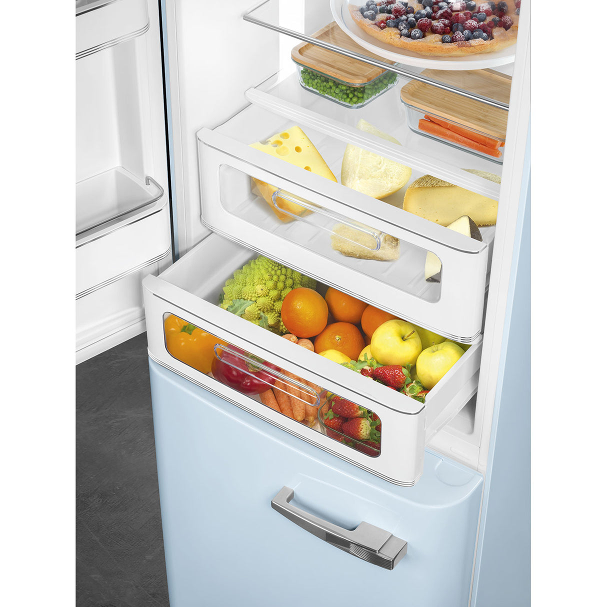 Smeg FAB32LPB6UK Retro Fridge Freezer Left Hand Hinge - Pastel Blue