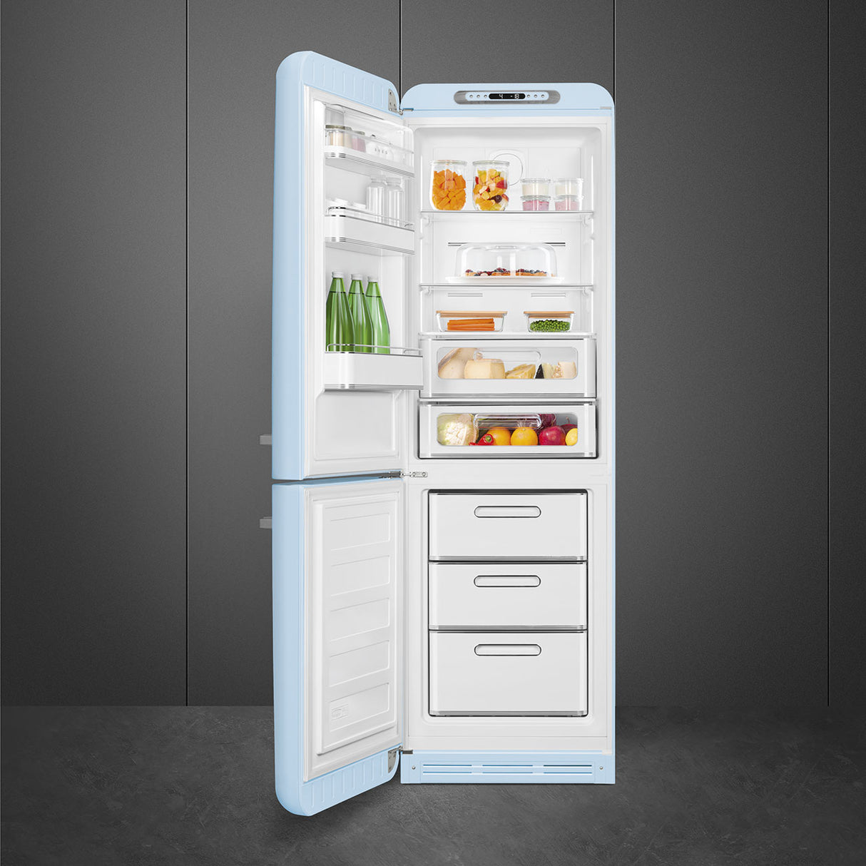 Smeg FAB32LPB6UK Retro Fridge Freezer Left Hand Hinge - Pastel Blue