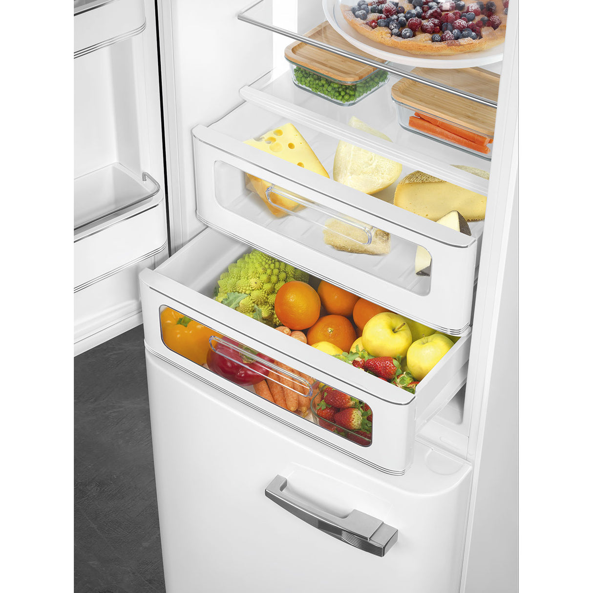 Smeg FAB32LWH6UK Retro Fridge Freezer Left Hand Hinge - White