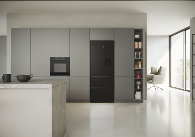 Haier HFR5719EWPB French Door Fridge Freezer - Slate Black - E Rated