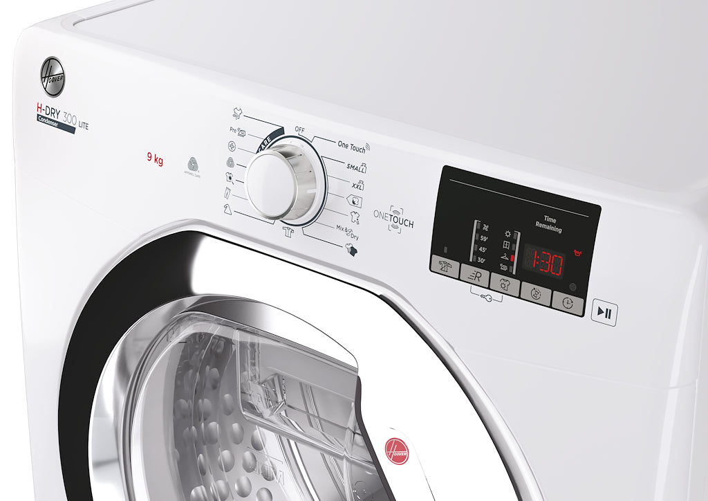 Hoover HLE C9DE-80 H-Dry 300 9kg Condenser Tumble Dryer with Aquavision - B Energy Rated - White